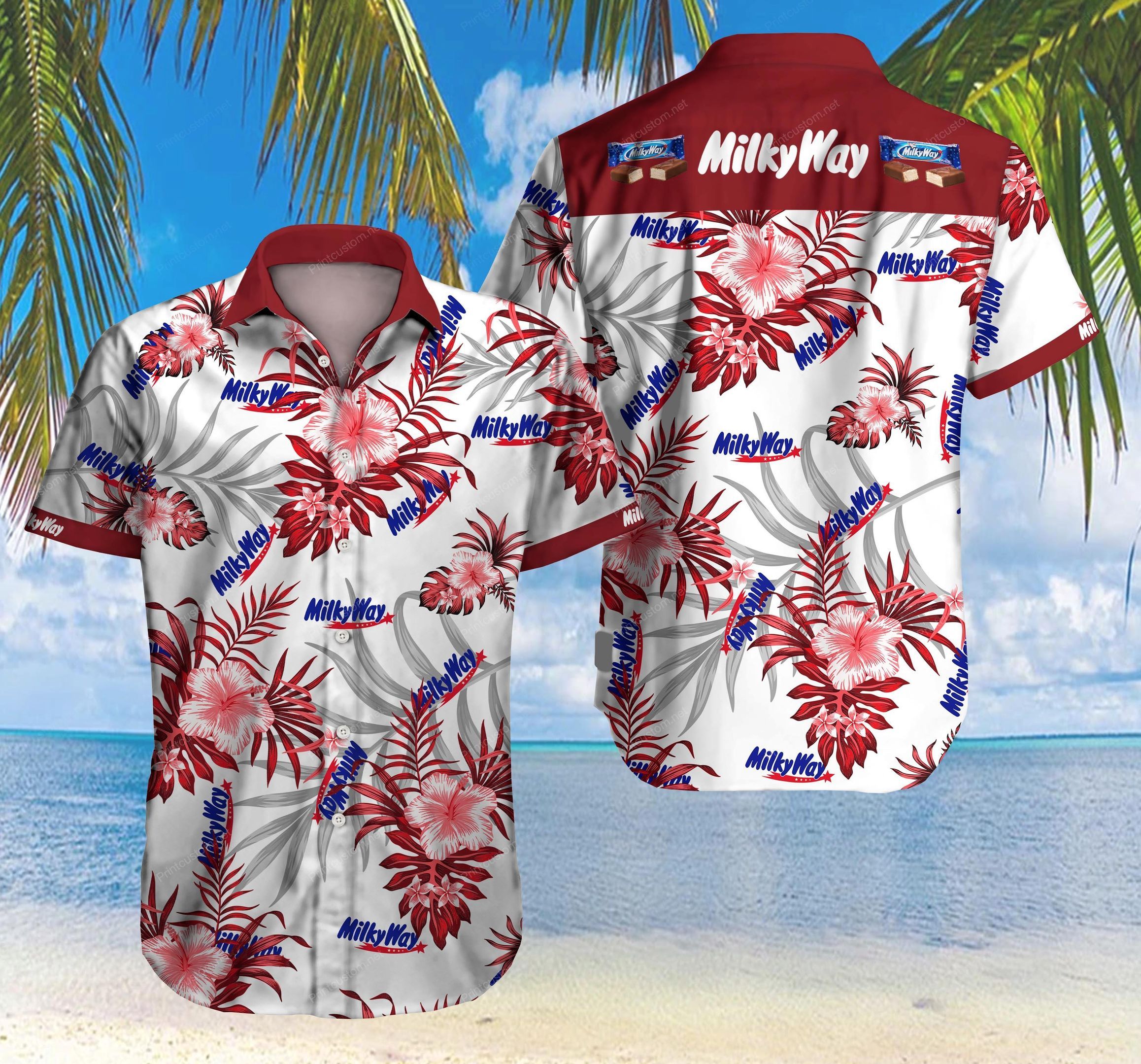 Milky Way Hawaiian Shirt Summer Button Up For Men Beach Wear Short Sleeve Hawaiian Ha81560