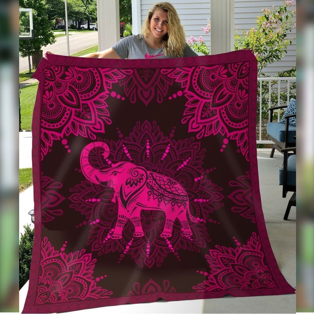 Elephant With Boho Style  Quilt Blanket