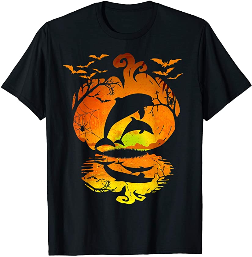 Dolphin Silhouette Pumpkin Halloween Costume Men Women kids T-Shirt