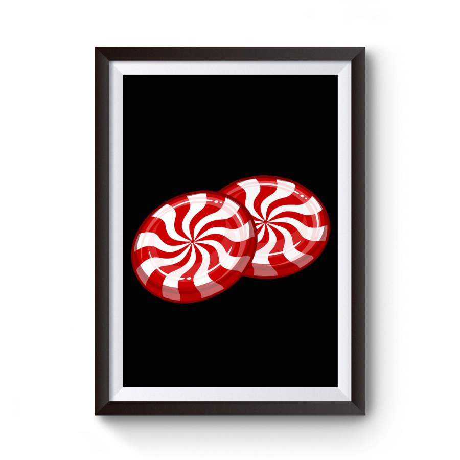 Peppermint Candy Jack Red White Stripes Mint Cane Rock Graphic Poster