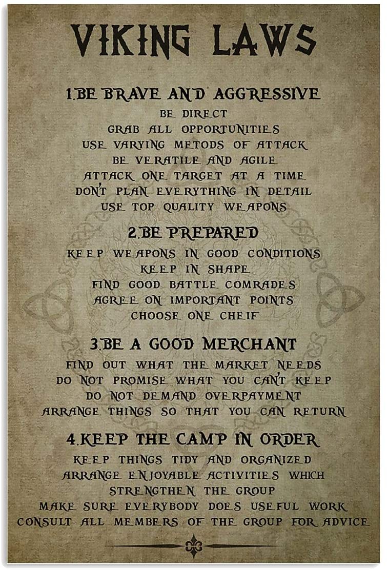 Viking Laws Vertical Poster No Frame Wall Decor ; Gift For Birthday, Christmas, Valentine’S Day, Mother’S Day, Father’S Day, Thanksgiving