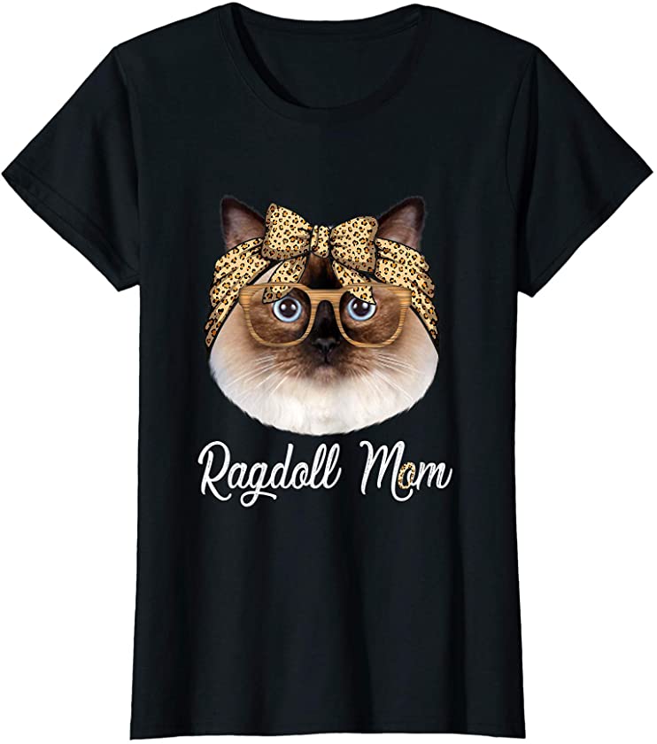 Womens Cute Ragdoll Mom Leopard Cat Mom Mother’s Day T-Shirt