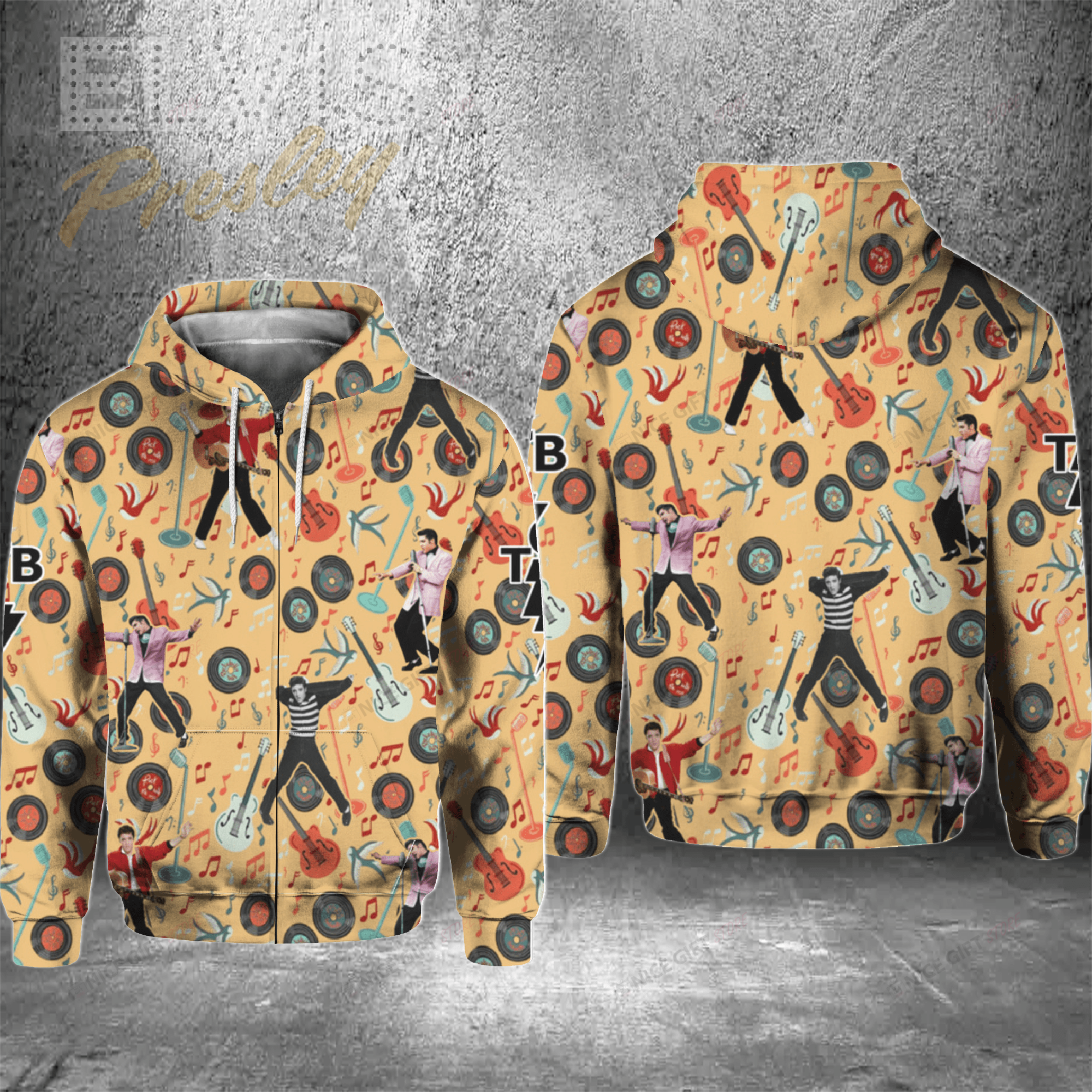 Elvis Presley Zip Hoodie 3D 3Zh-N8Y0