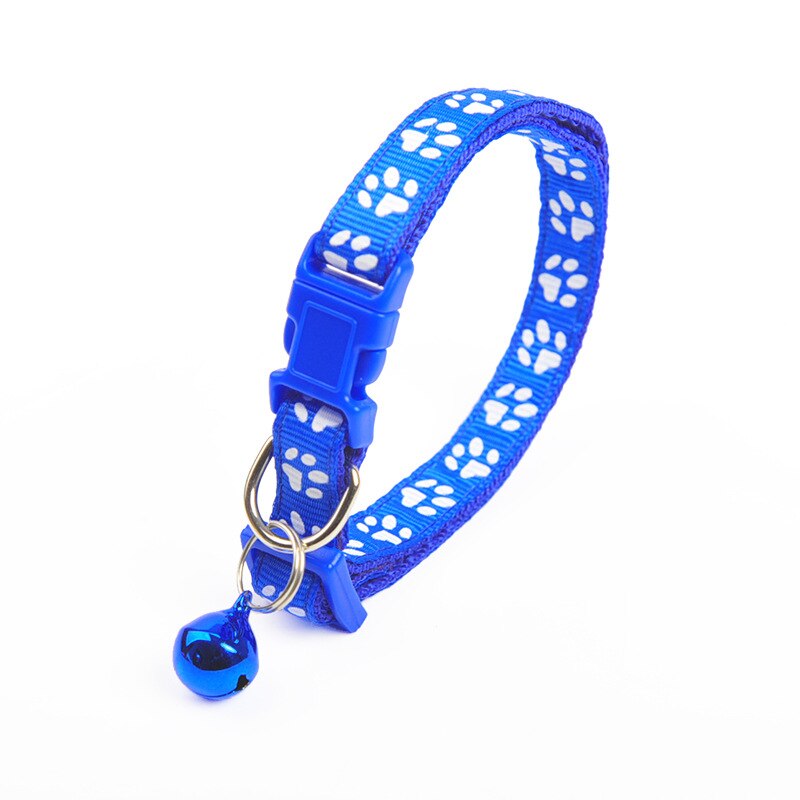 1Pc Colorful Cute Bell Collar Adjustable Buckle Cat Collar Pet Supplies Footprint Personalized Kitten Collar Small Dog Accessory alx