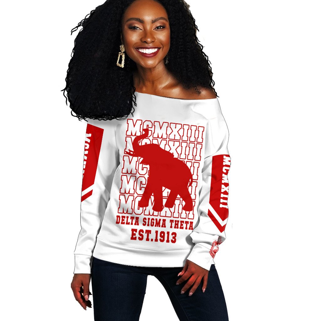 Sorority Sweatshirt – Delta Sigma Theta Mcmxiii White Off Shoulder Sweater