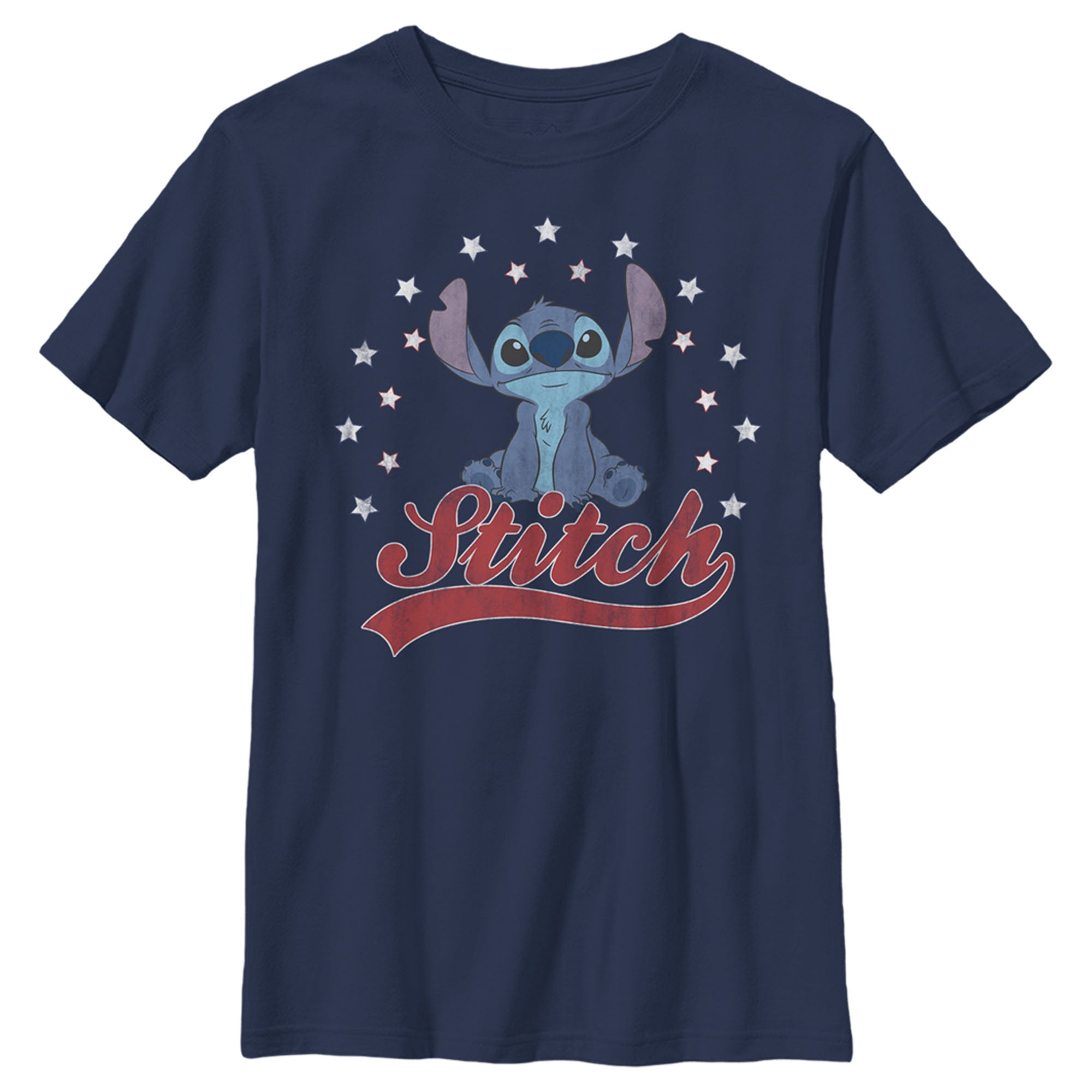 Boy’S Lilo & Stitch Red, White, And Blue Stars T-Shirt