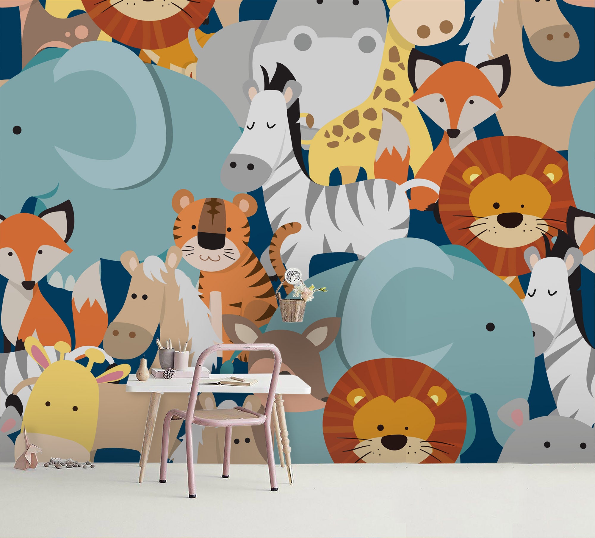 3D Cartoon Color Animal Wall Mural Wallpaper A175 Lqh