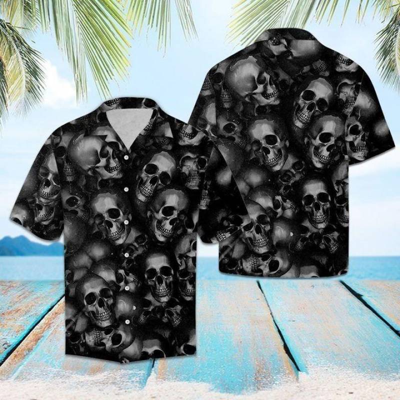 Awesome Skull Pattern Hawaiian Shirt HW1340