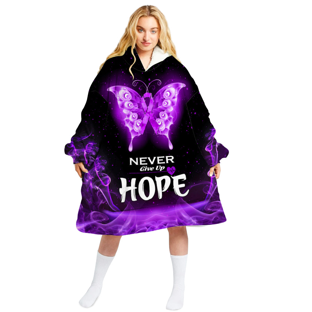 Alzheimer’S Butterfly Smoking Oversized Hoodie Unisex Fashion Hoodie Blanket With Hood Pocket And Sleeves For Everyone