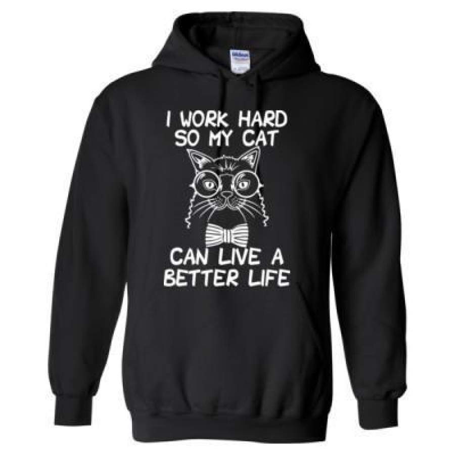 AGR I Work Hard So My Cat Can Live A Better Life – Heavy Blend™ Hooded Sweatshirt