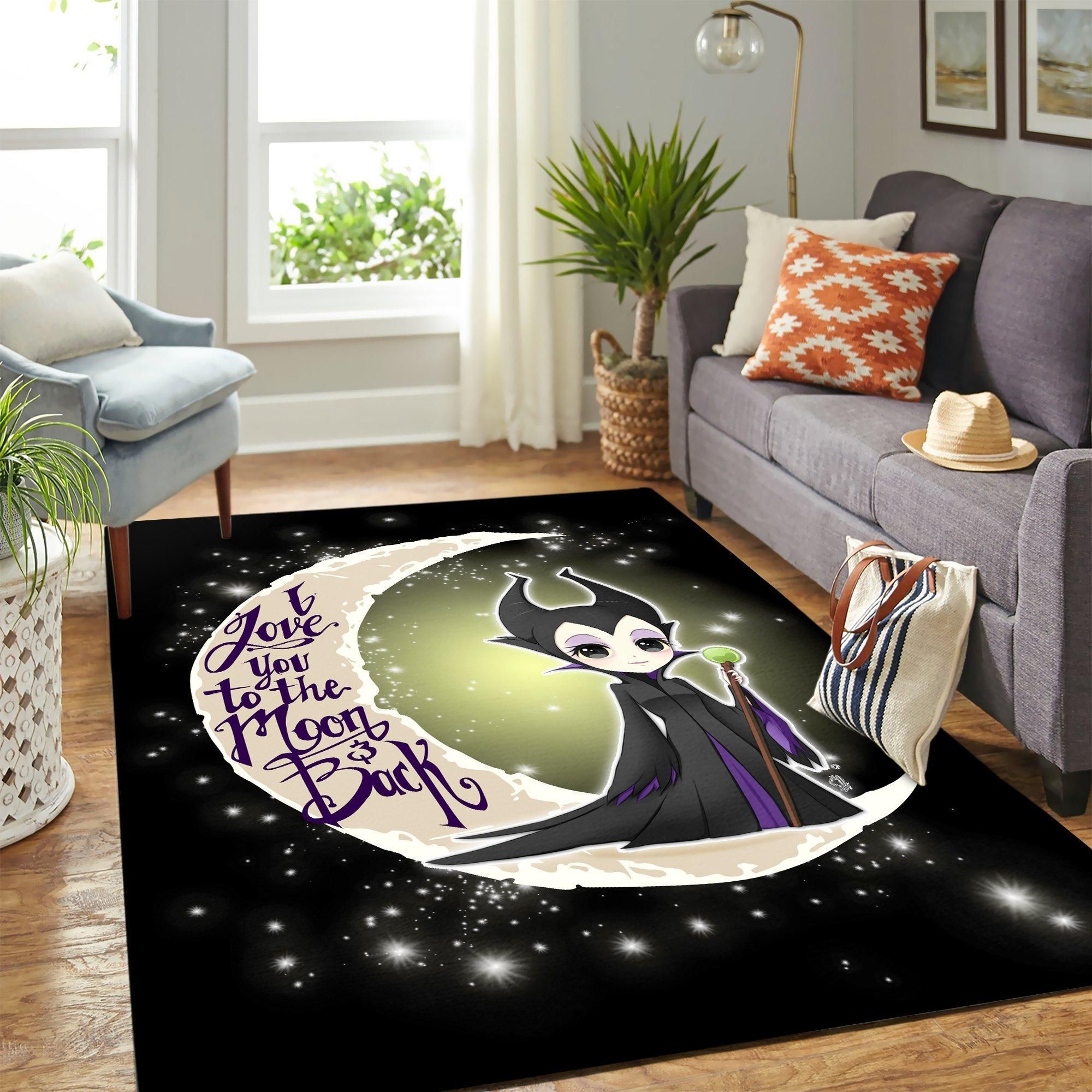 Maleficent Love Moon And Back Carpet Area Rug – Home Decor – Bedroom Living Room Décor