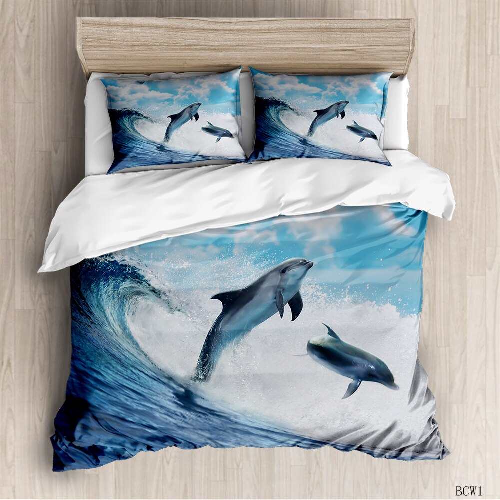 3D Marine Life Bedding Set Deep Sea Duvet Cover Turtle Shark Jellyfish Cover Cover Twin Full