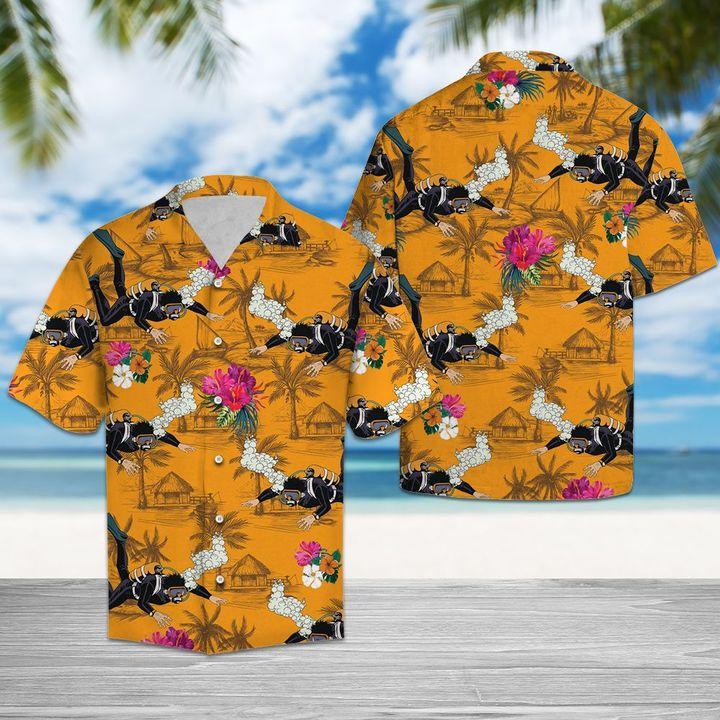 Scuba Diving Tropical Flowers Hawaii Shirt Unisex Adult Ha240