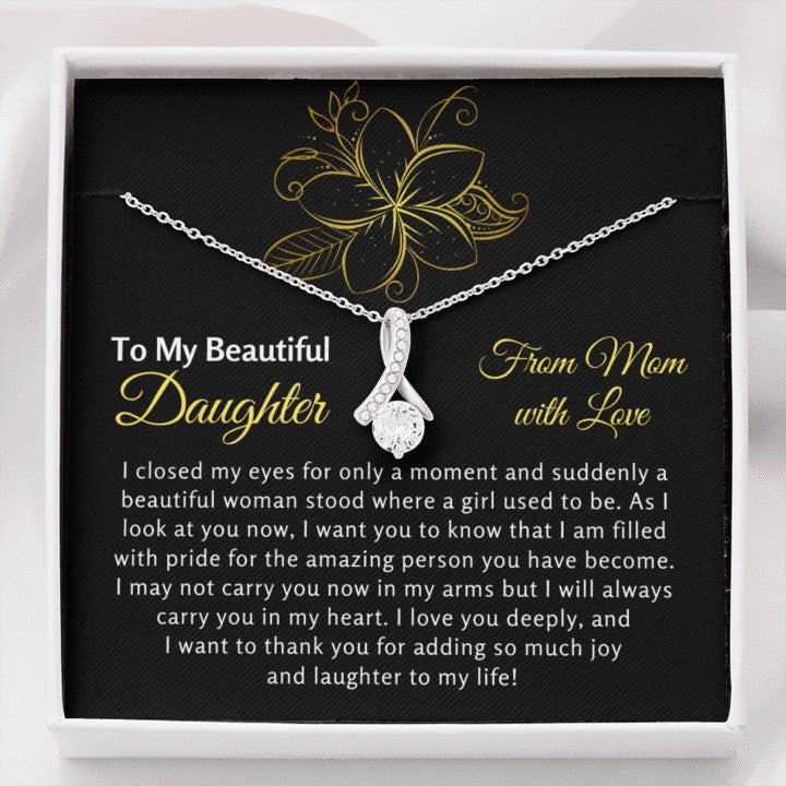 To My Beautiful Daughter Necklace Gift From Mom With Love I Will Always Carry You In My Heart Alluring Beauty Necklace Lx343X