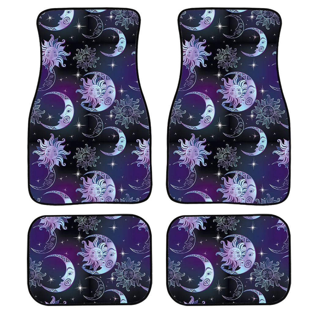 Galaxy Celestial Sun And Moon Print Front And Back Car Floor Mats, Front Car Mat