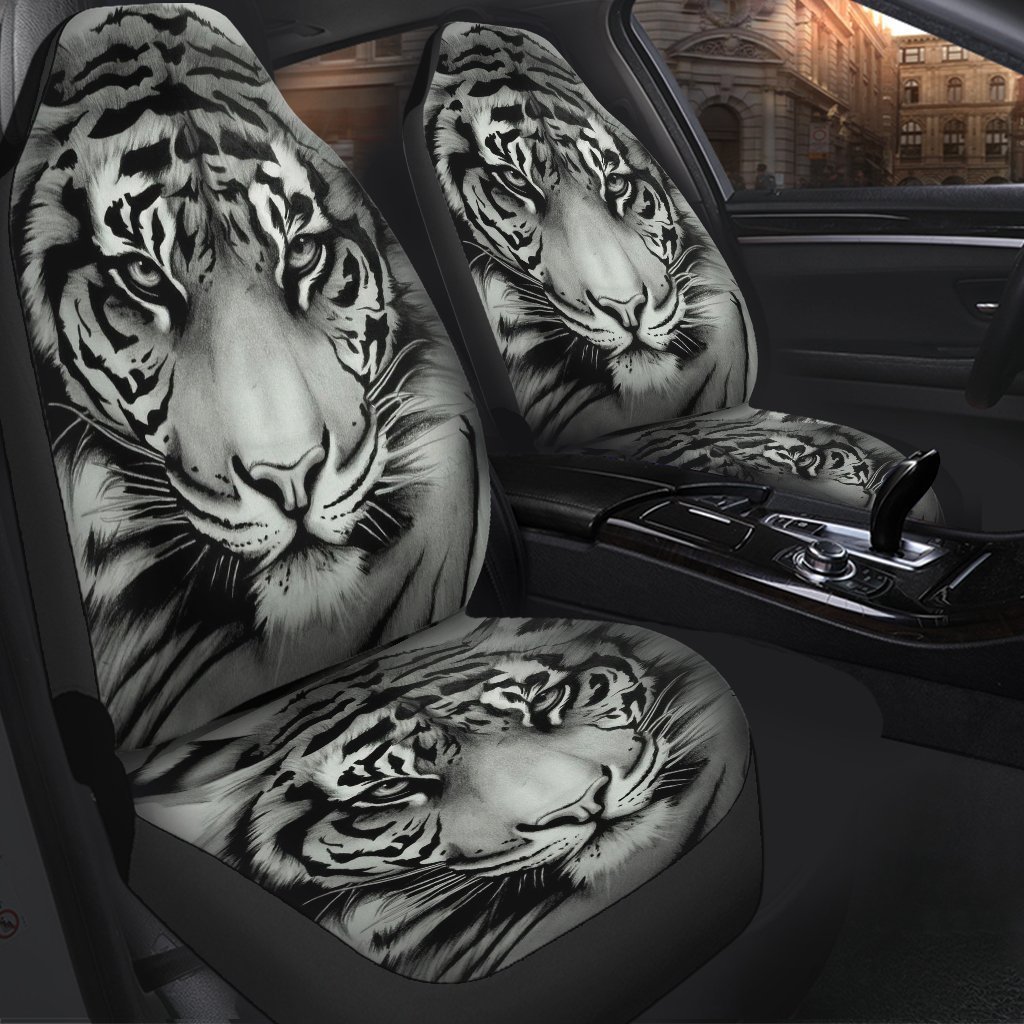 Tiger White Animal Car Seat Cover