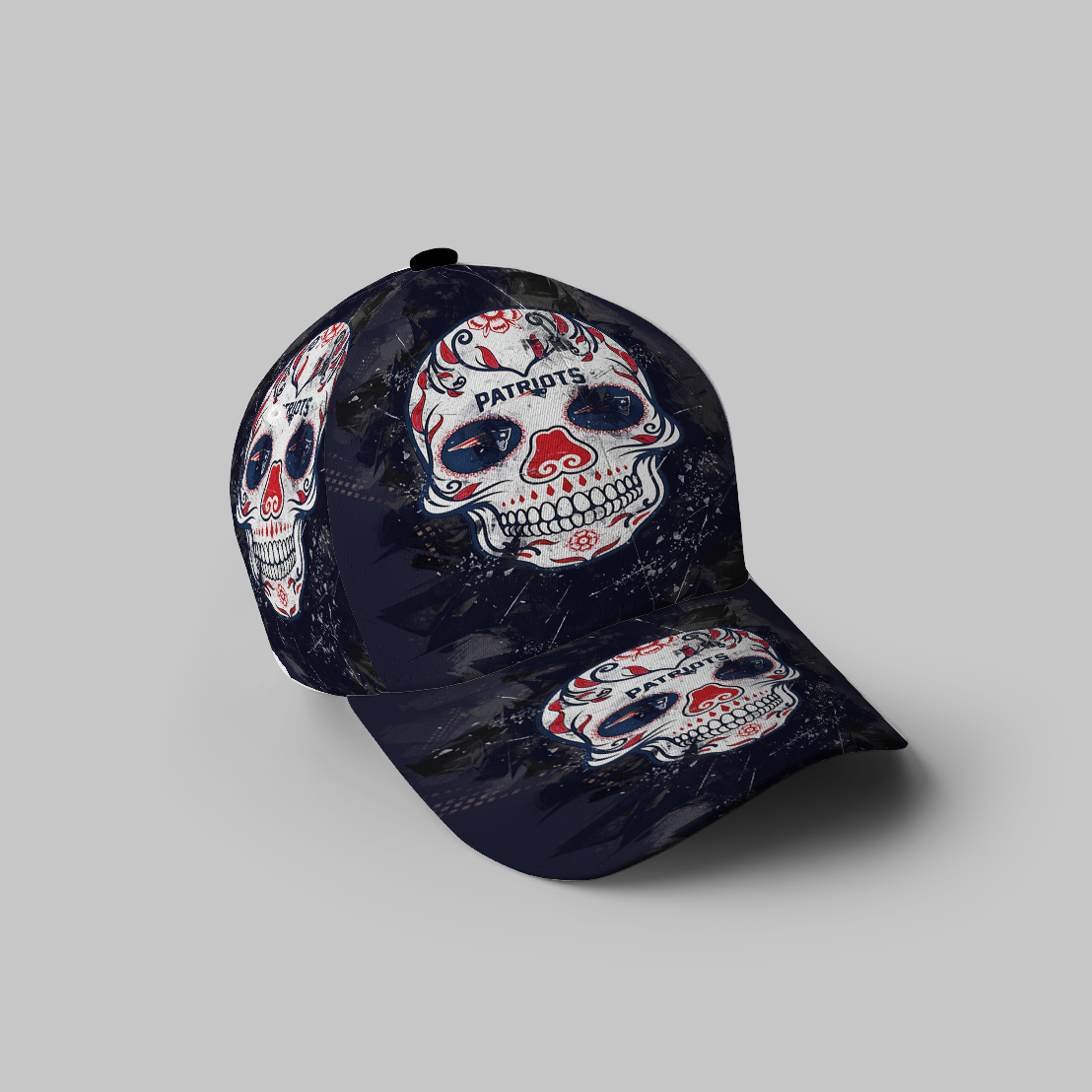 New England Patriots Skull Flowers City 3D Printing Baseball Cap Classic Hat