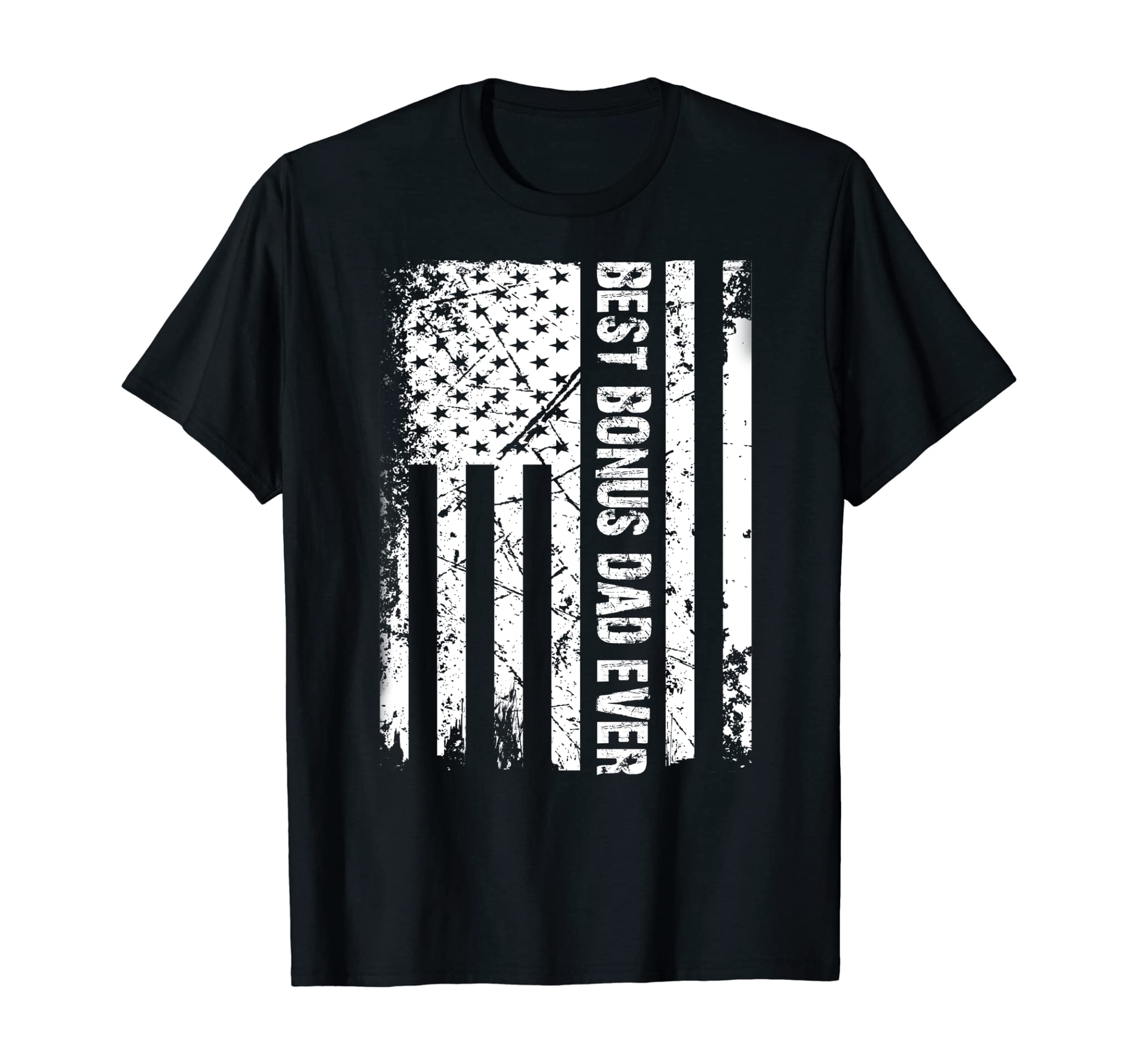 Mens Best Bonus Dad Ever American Flag Tshirt Father Day Gift