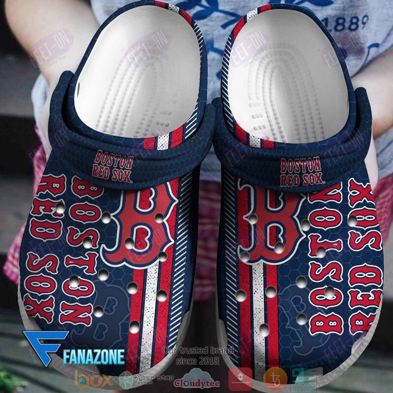 Boston Red Sox MLB logo blue red MLB Sport Crocs Clogs Crocband Shoes Comfortable For Men Women and Kids