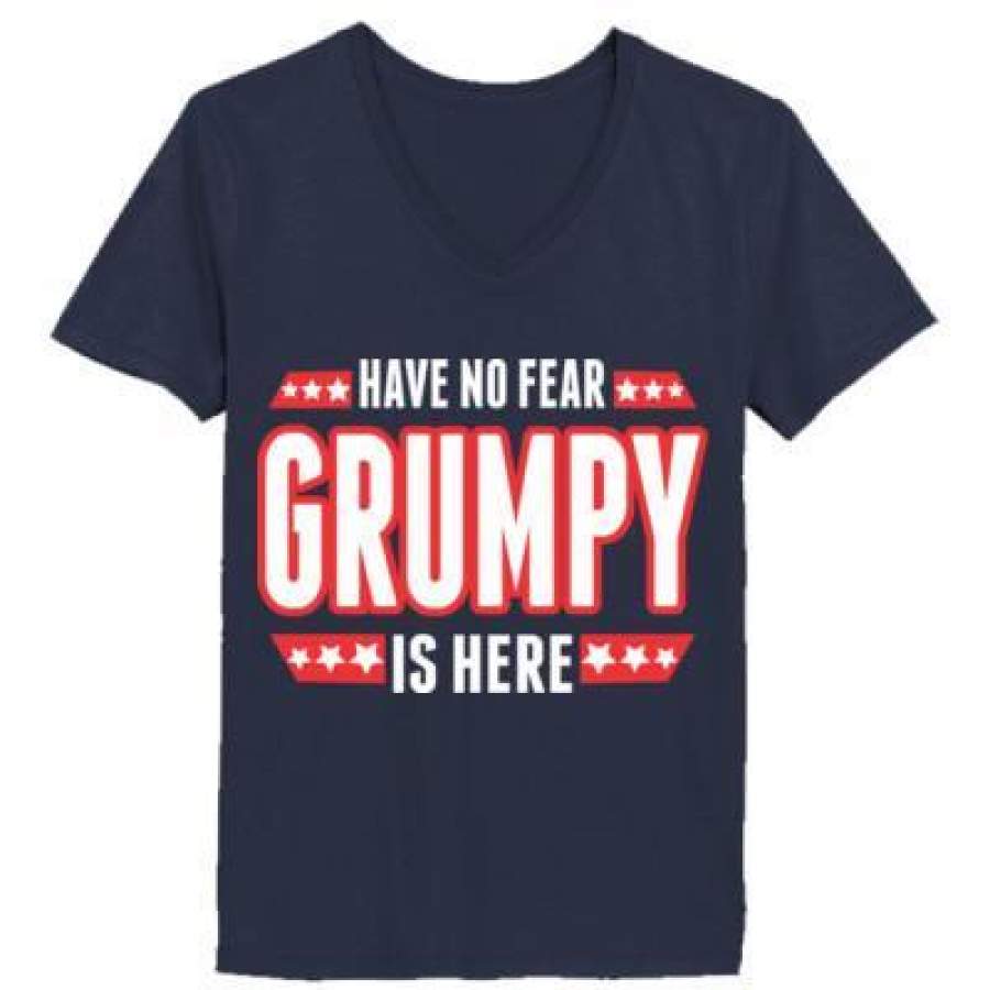 AGR Have No Fear Grumpy Is Here – Ladies’ V-Neck T-Shirt