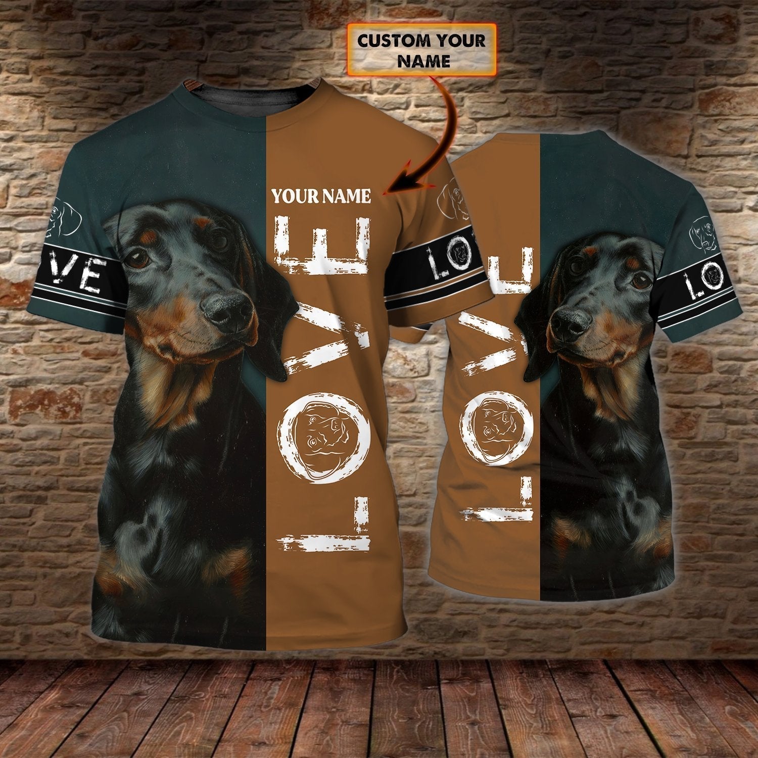 Personalized Name 3D Tshirt Love Dachshund, Gift For Dog Dachshund Lovers