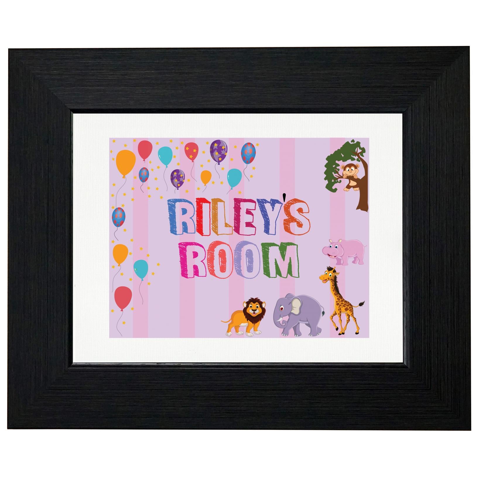 Riley’s Room – Girl Birthday Gift – Balloons & Animals T-Shirt, Framed Print, Pillow, Golf Towel