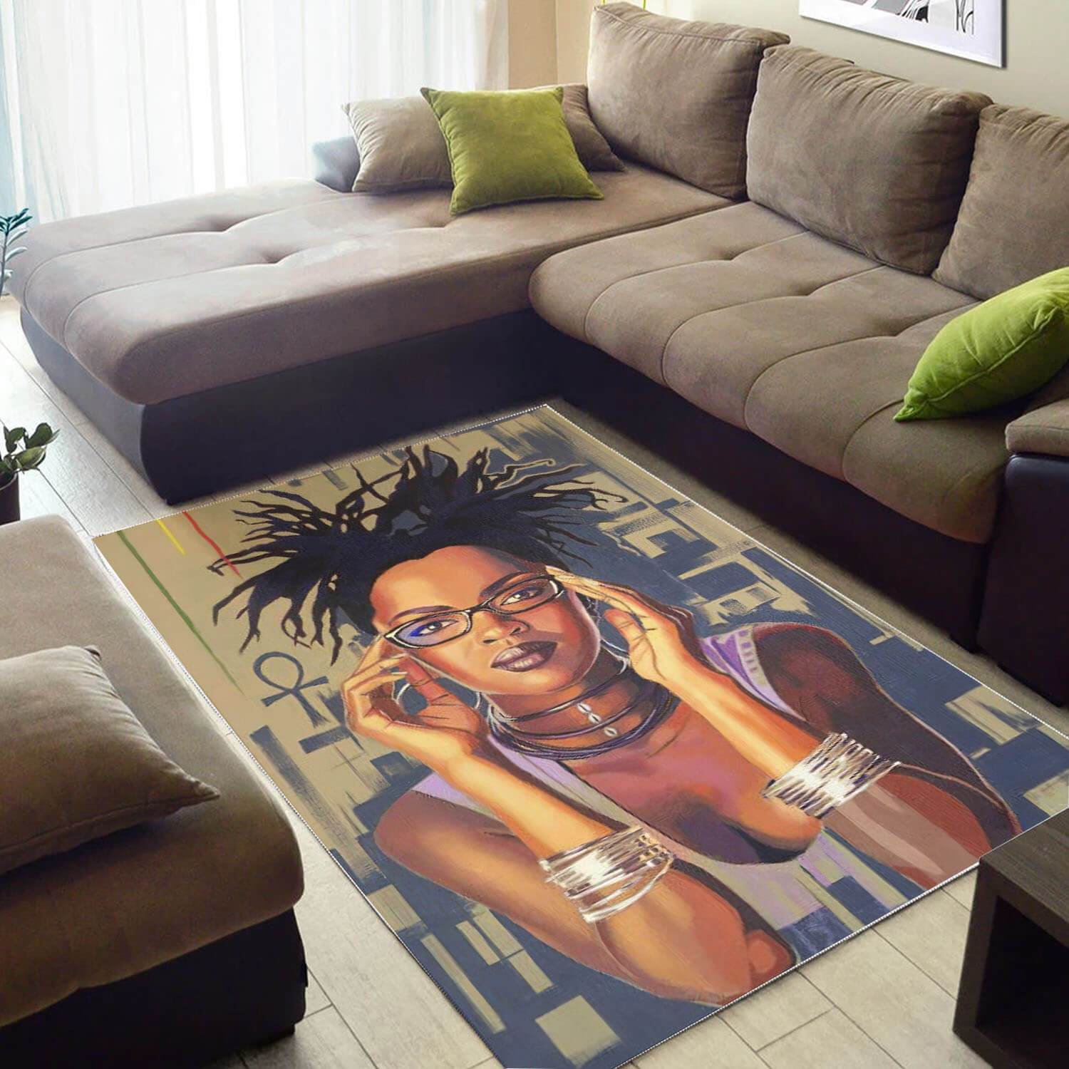 Afrocentric Rugs Pretty Melanin Beauty Girl Carpet African Design African Themed Living Room WBG33629