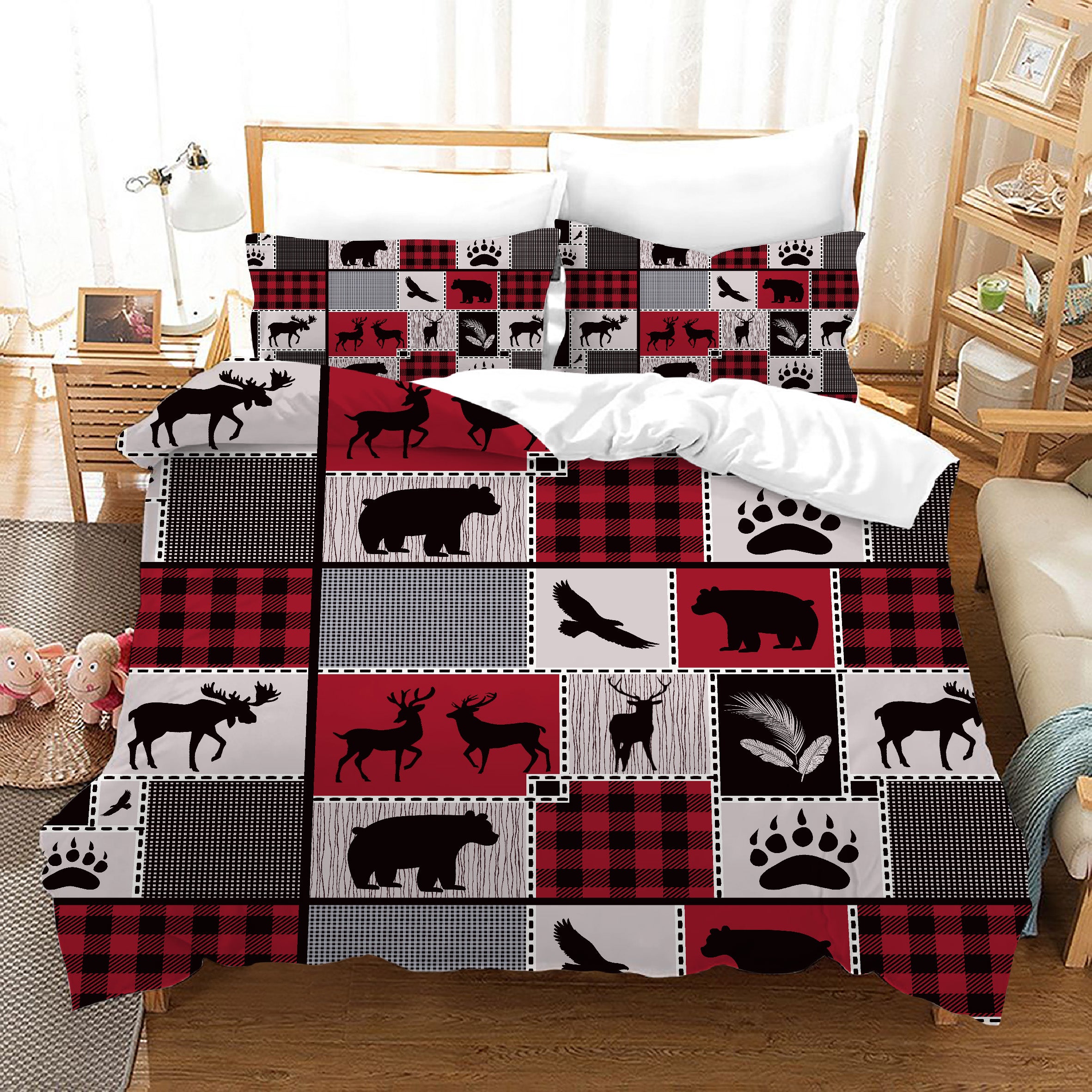 3D Geometric Animal Quilt Cover Set Bedding Set Duvet Cover Pillowcases Jn 1141