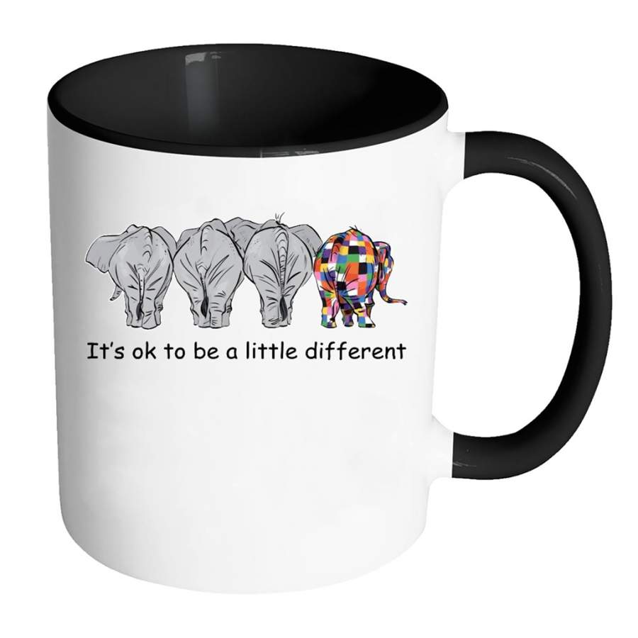 It’s Ok To Be A Little Different, Funny Elephant Design – Full-Wrap Coffee Colors Accent Mug