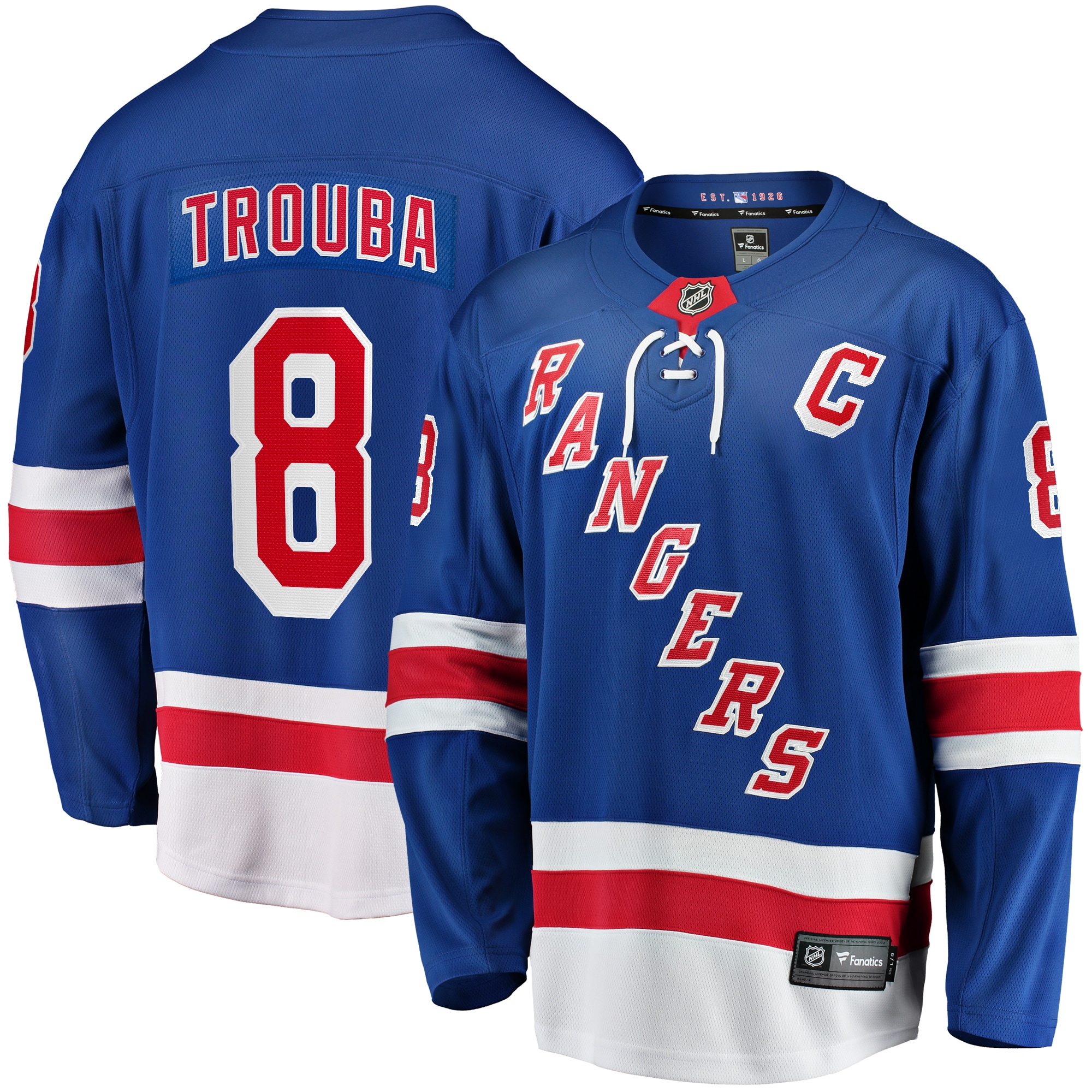 Men's New York Rangers Jacob Trouba Blue Home Breakaway Jersey