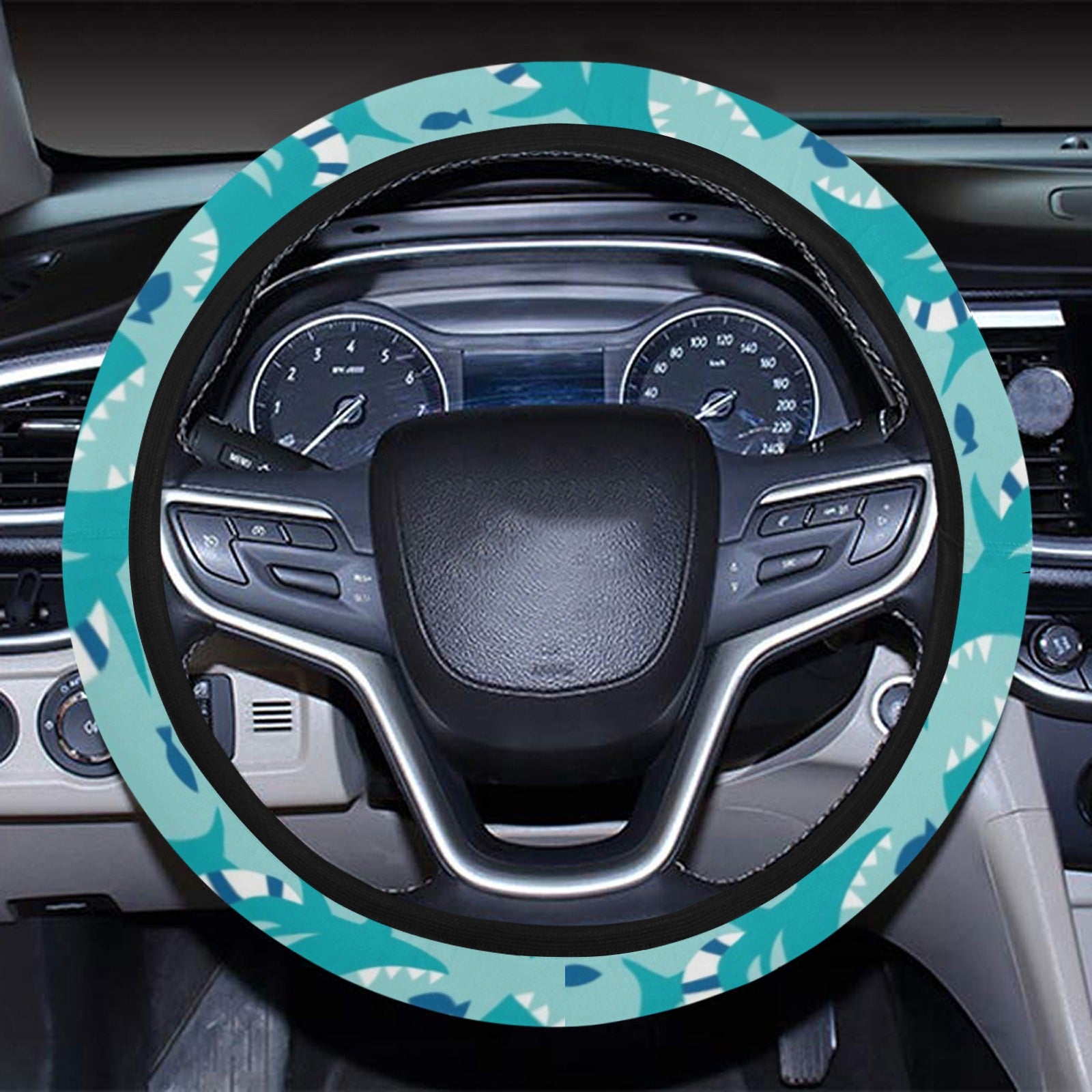 Shark Cute Print Design Lks302 Steering Wheel Cover With Elastic Edge