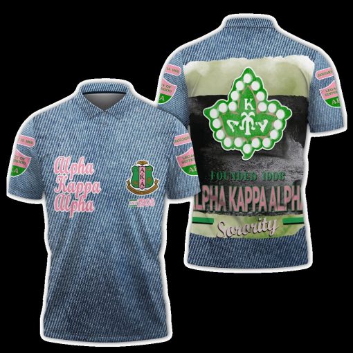 Alpha Kappa Alpha Est 1908 Jean Background Polo Shirt