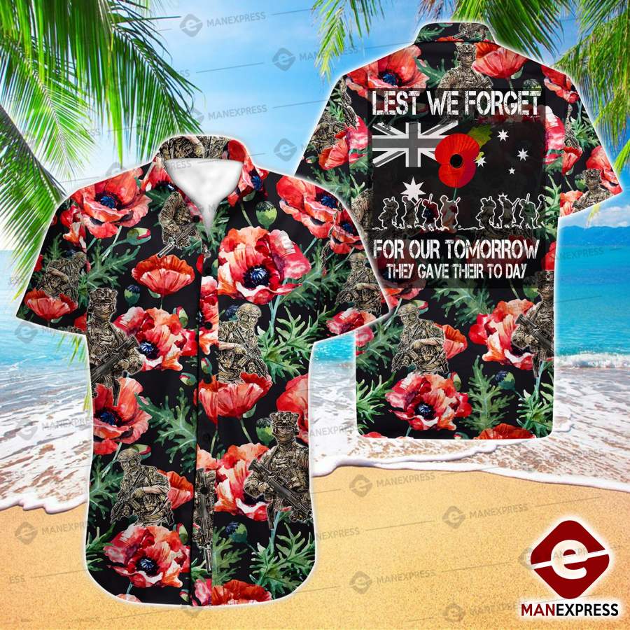 Australian Military Australia Lest We Forget Hawaiian Shirt Ha105946