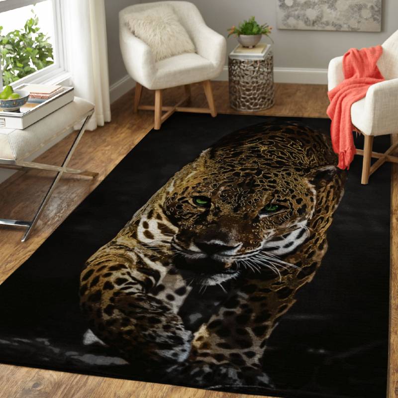 Gold Leopard green eyes – Sacred Animals Area Rug Carpet