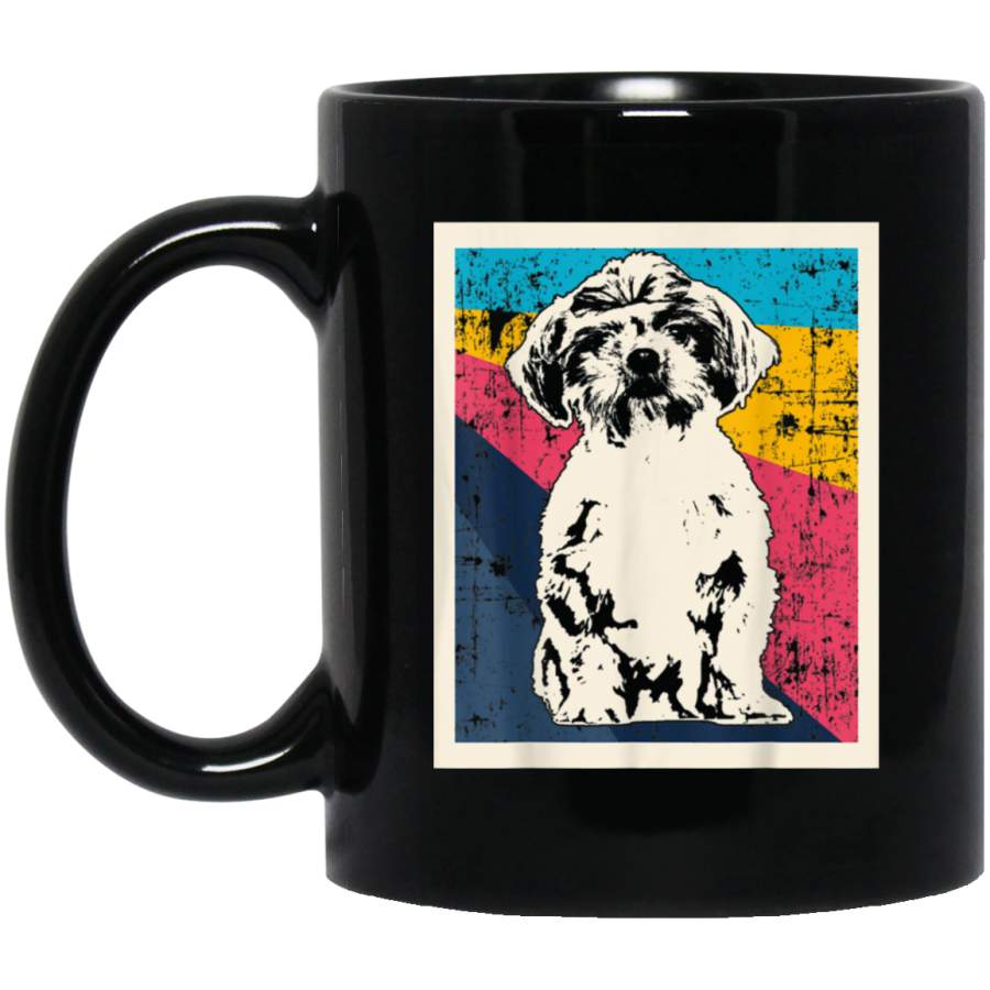 Vintage Shih Tzu Men Women Kids Gift 11 oz 15 oz Mug Black