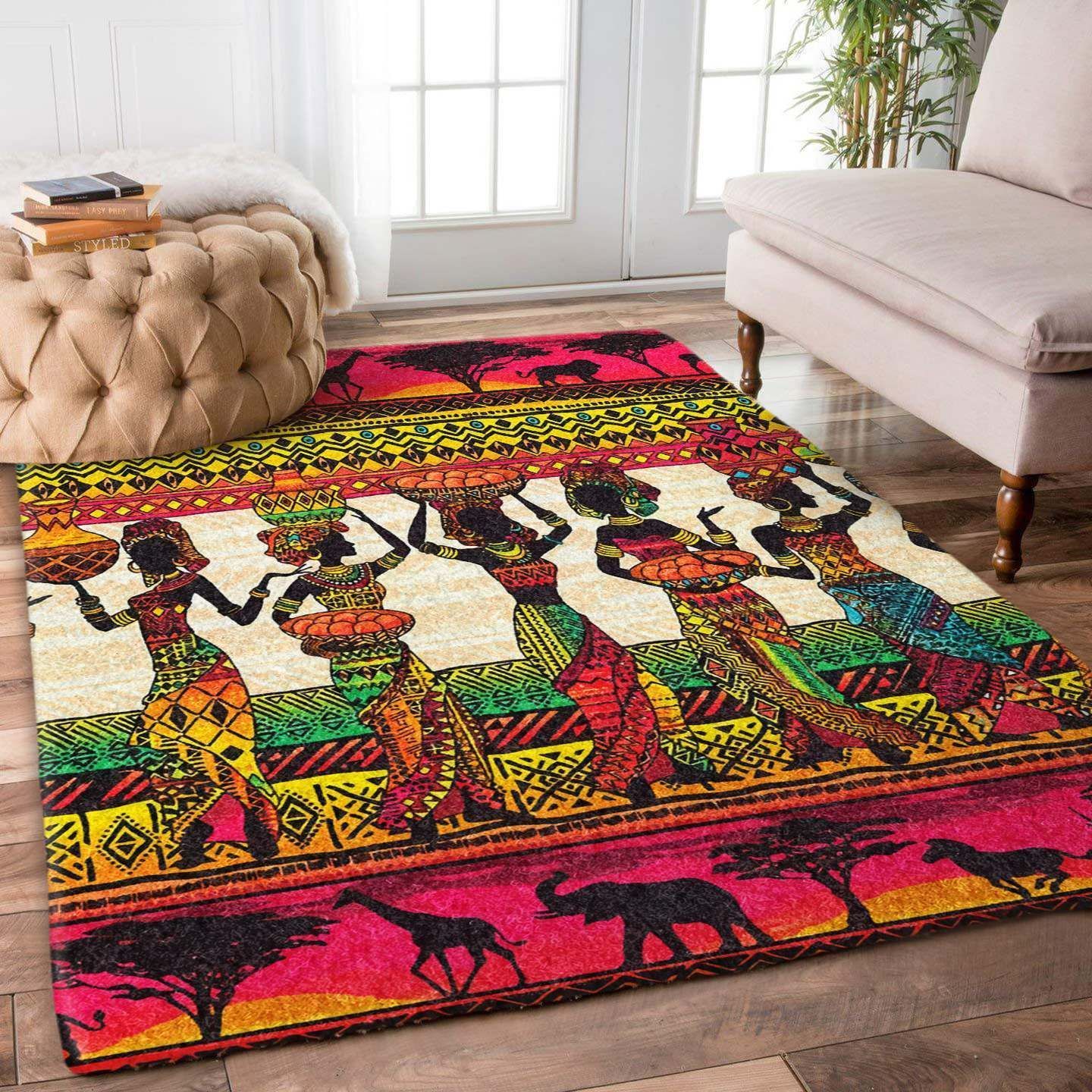 African American Artist African And Animals Art Rug