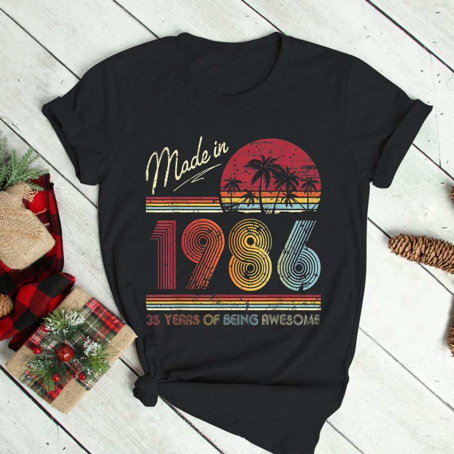 Vintage Made in 1986 35th Bday Gifts 35 Quarantine Birthday T-Shirt