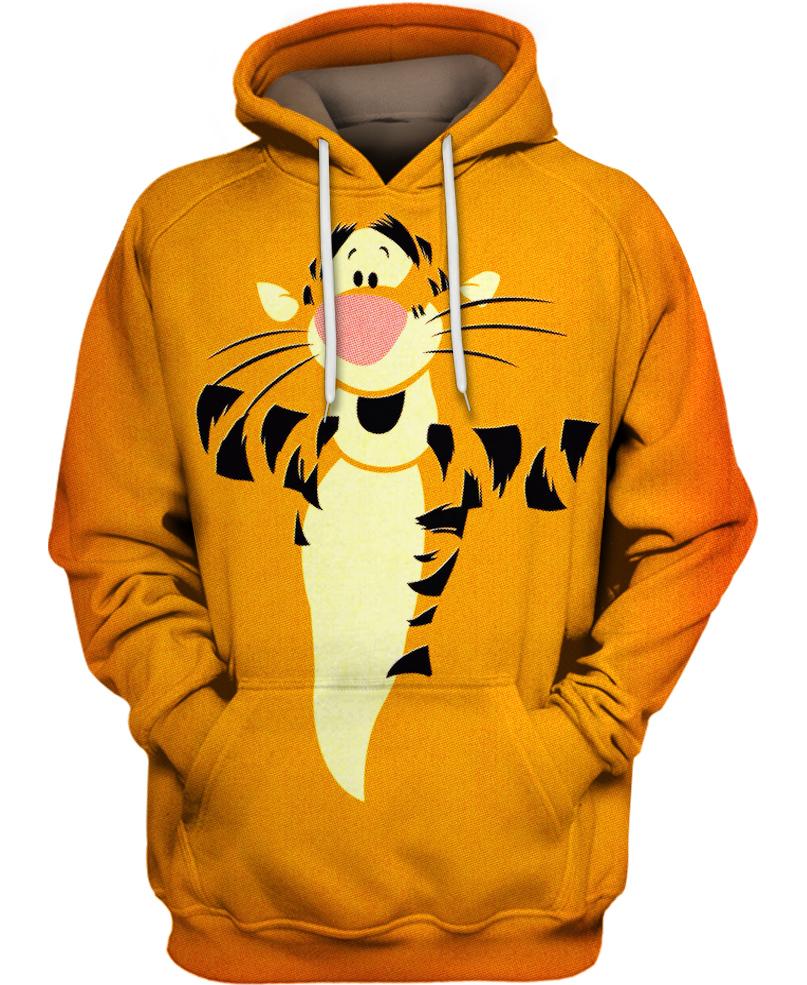 Orange Tigger Hoodie – Tigger Hoodie Men, Winnie Pooh Hoodie Cartoon, DN Friends Hoodie, DN Trip Hoodie, Gift For Father