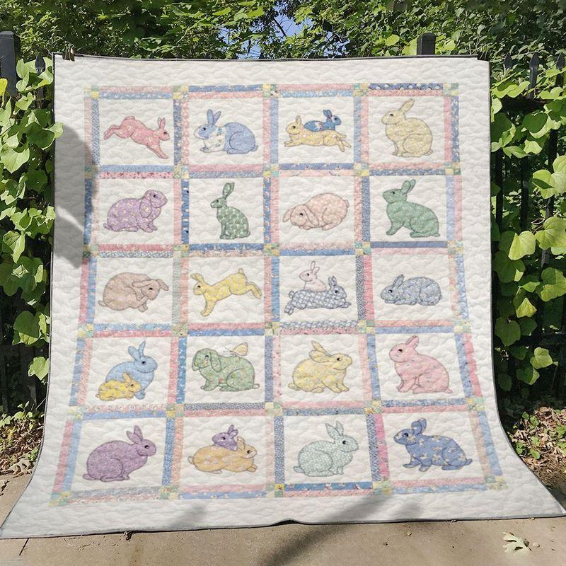 Spring Color Rabbit Quilt Blanket