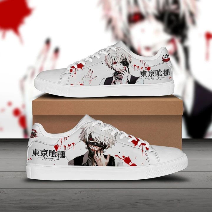 Ken Kaneki Tokyo Ghoul Low top Leather Skate Shoes, Tennis Shoes, Fashion Sneakers L98