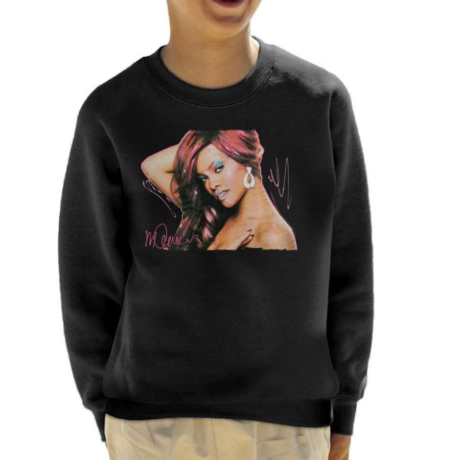 Sidney Maurer Original Portrait Of Rihanna Drop Earrings Kid’s Sweatshirt