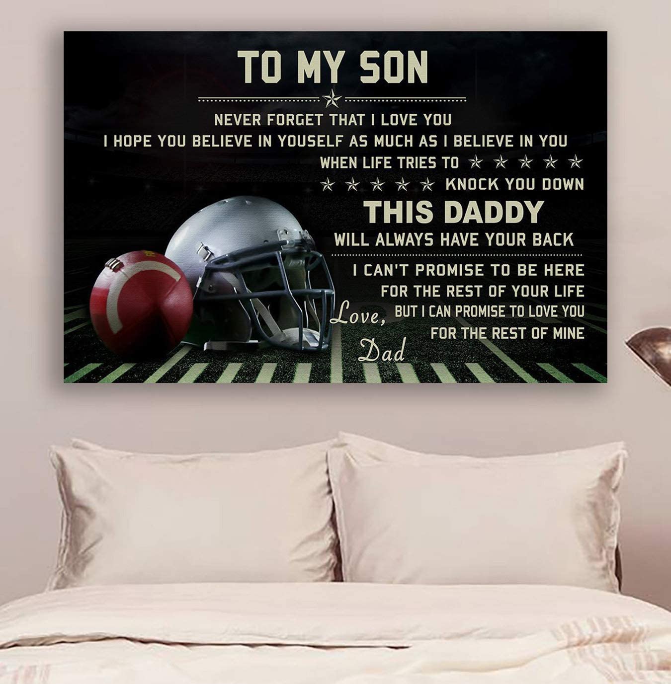 Poster for Room Aesthetic -Command Strips Wall Decor – Cv866 Lda American Football Poster – Dad to Son – Never Forget That