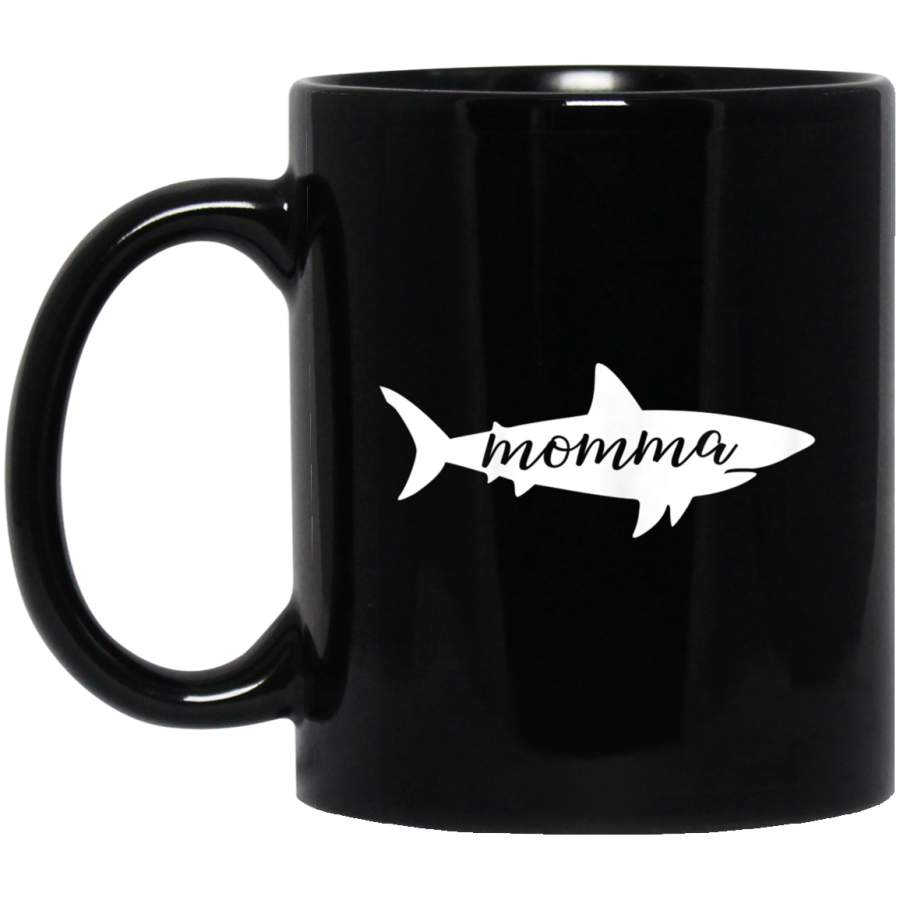 Womens Momma Shark Moher Mom Birhday Moher’s Day Gif Black Mug