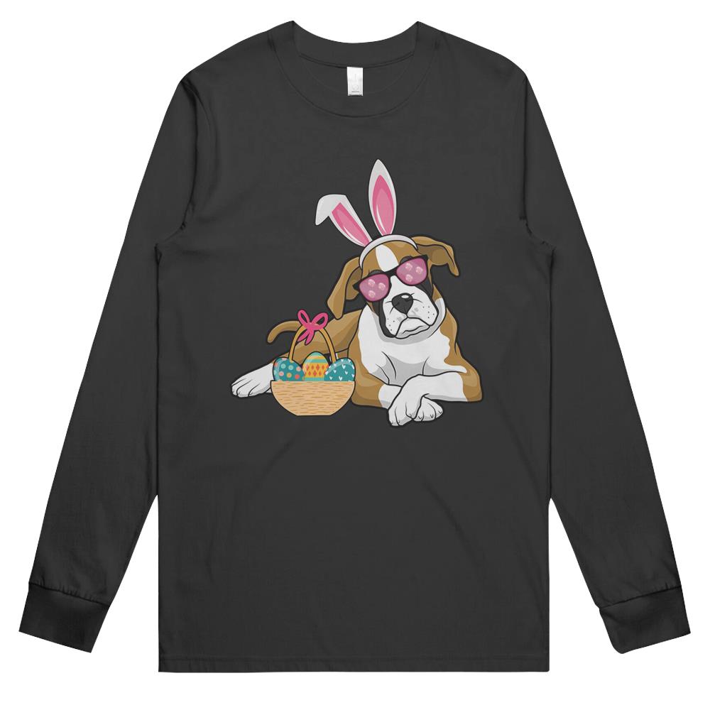 Easter Boxer Dog Bunny Rabbit Egg Hunter Easter Party Parade 2021 Long Sleeve T Shirts