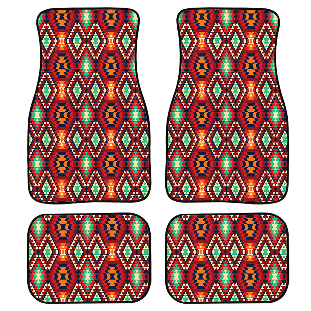 Native American Geometric Pattern Print Front And Back Car Floor Mats, Front Car Mat