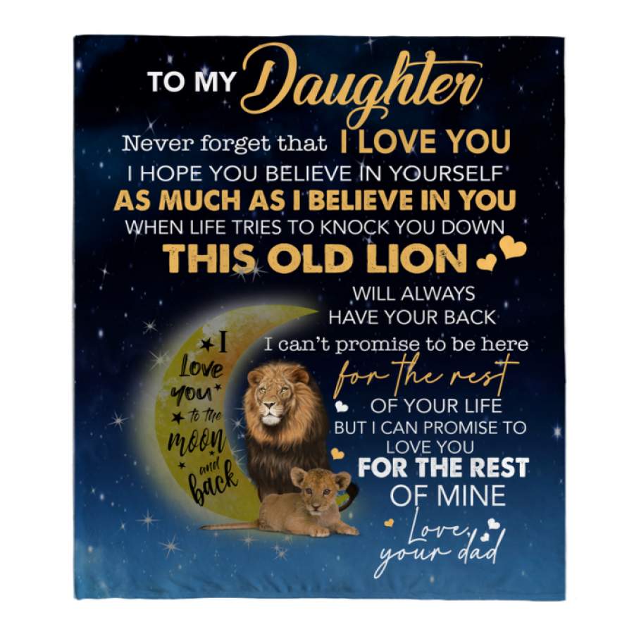 To My Daughter Never forget I Love You Dad Gift For Daughter Lion Black Fleece Blanket Christmas Gift Ideas