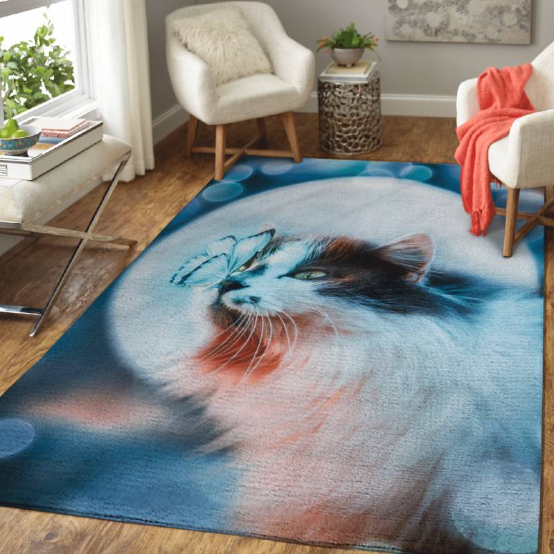 The cat and the butterfly – Animals Area Rug Carpet