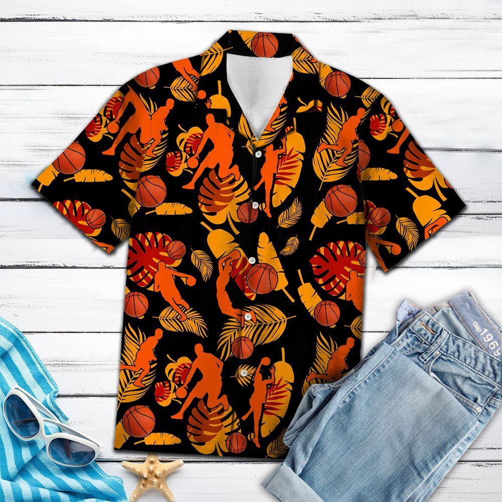 Basketball Orange Flower Pattern T1707 – Hawaiian Shirt