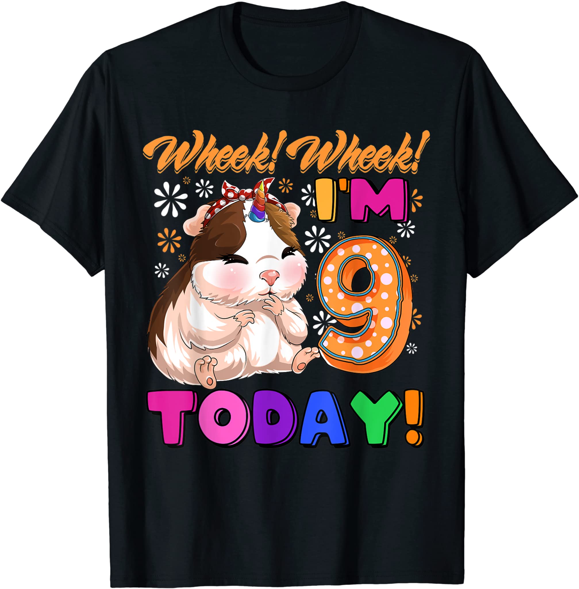 Guinea Pig 9 Year old Cavy 9th Birthday Toddler Boy Girl T-Shirt