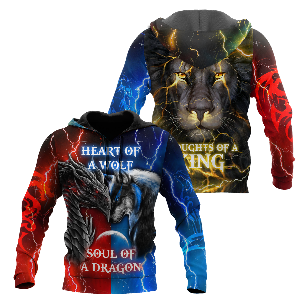 The Power Of Three Souls Dragon Wolf Lion 3D All Over Printed Unisex Shirts